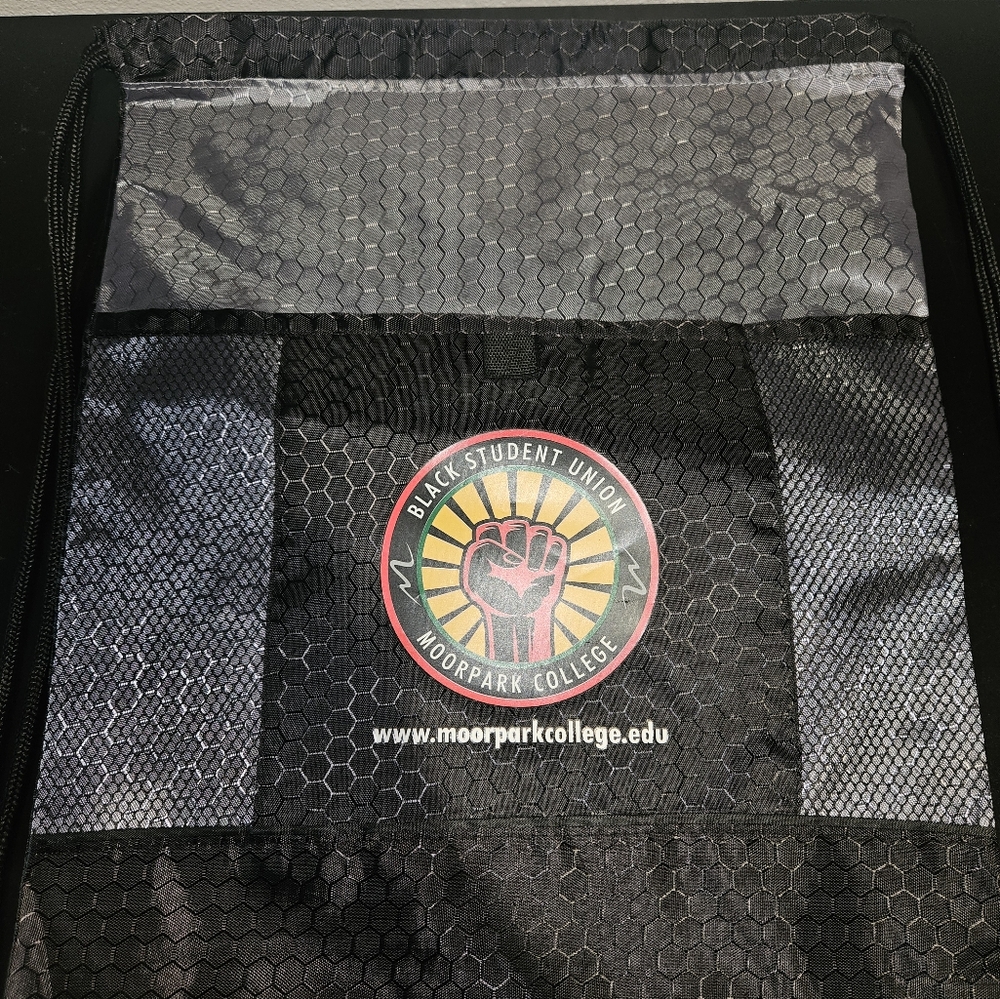 Black Drawstring Backpack with Logo